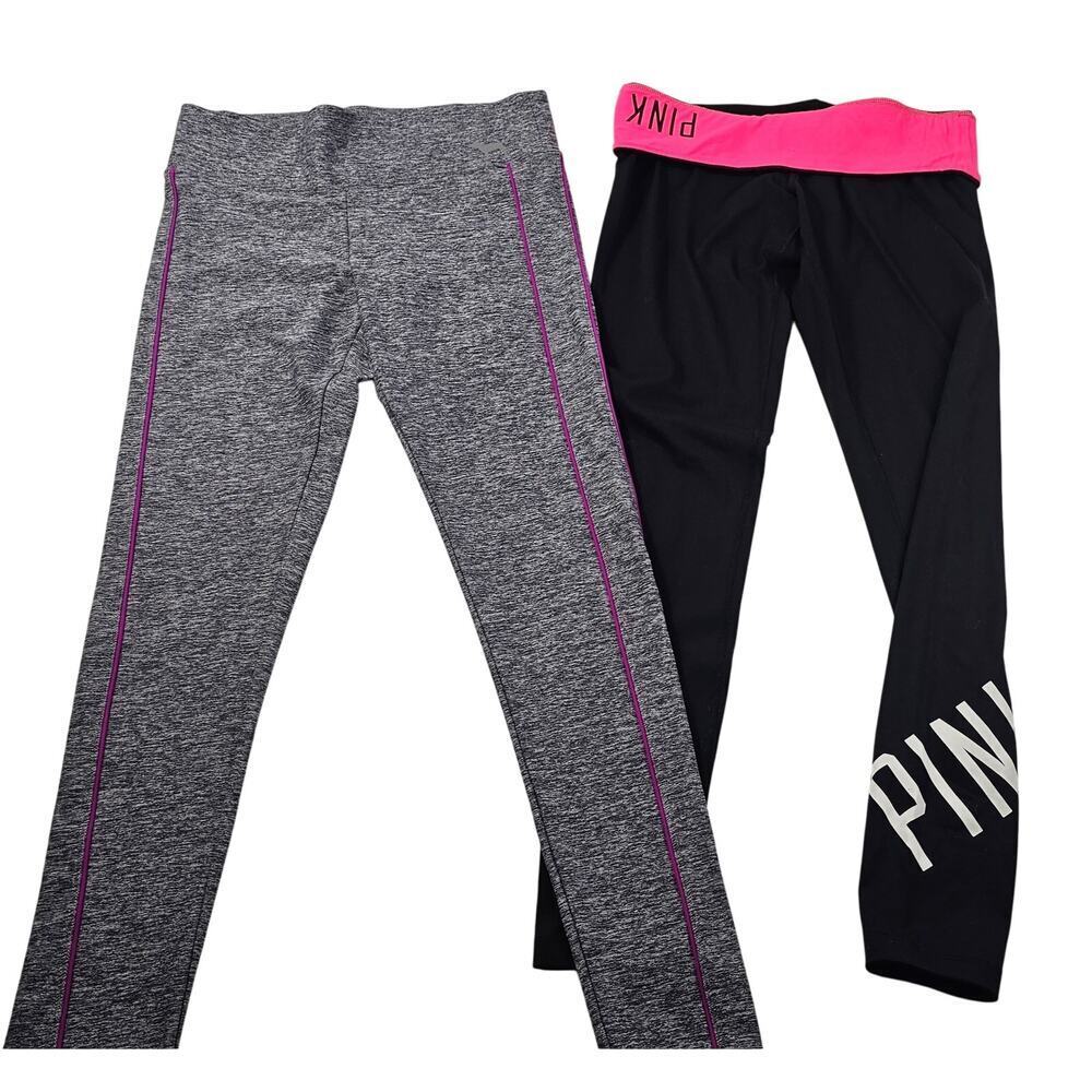 VS PINK lot of 2 XS active performance leggings flip down yoga lounge comfort